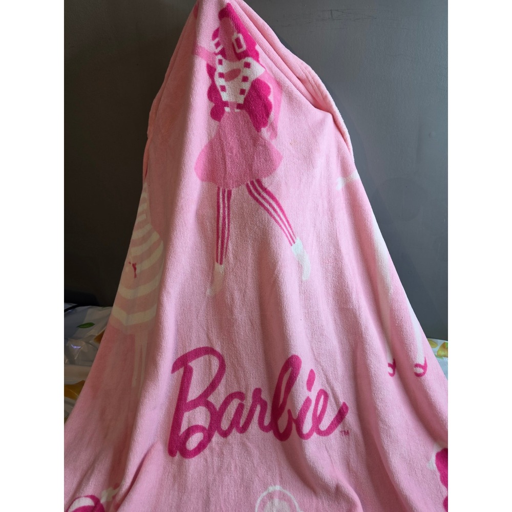 Barbie Pink Plush Throw Blanket Franco Manufacturing 60x45 Polyester Fleece